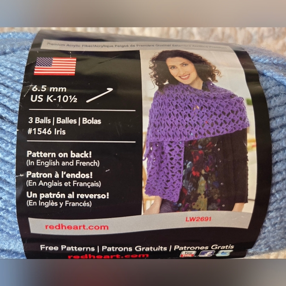 Red Heart Love Yarn- Purple, Bluebell, Violet & Holly Berry Red - Picture 5 of 7